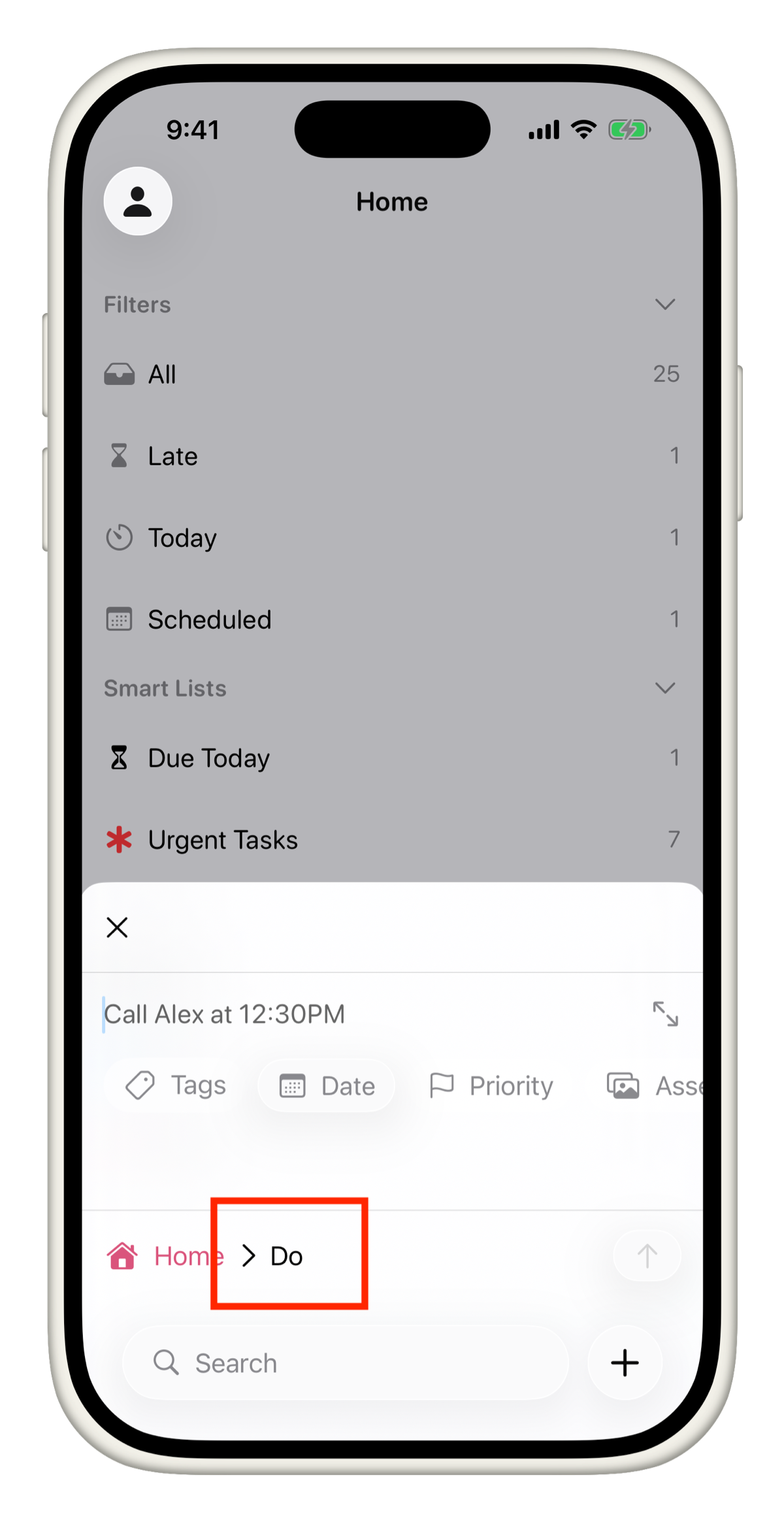 Status name highlighted next to the project