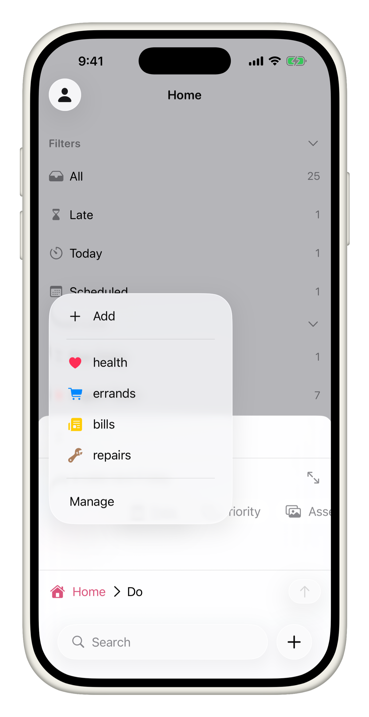 Tags picker with options