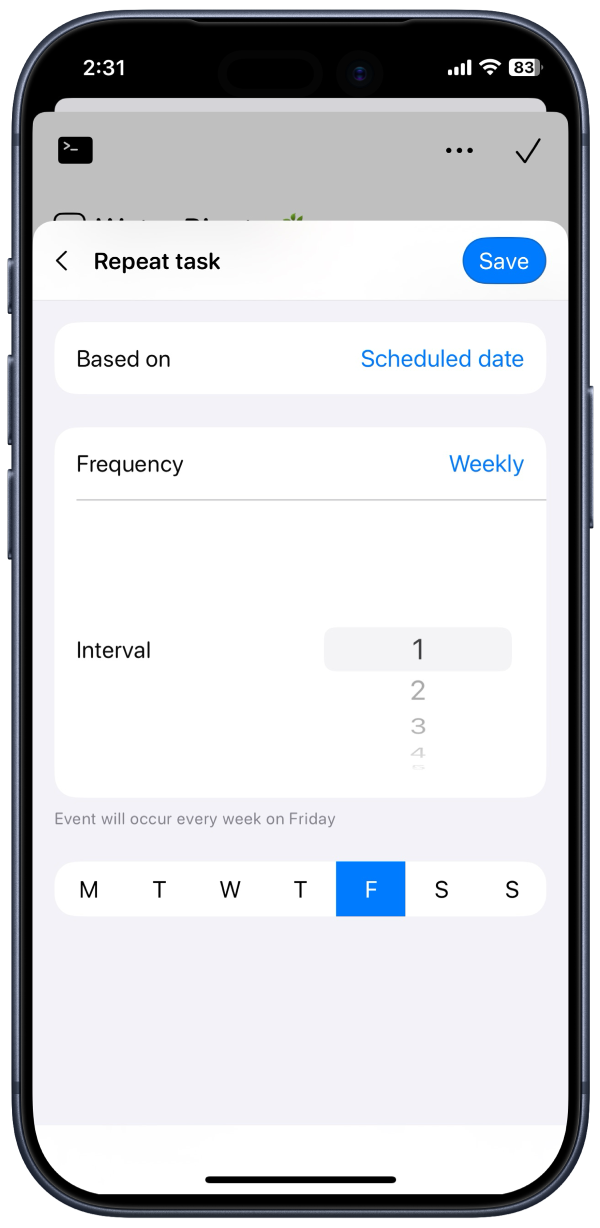 Recurring - Repeat options